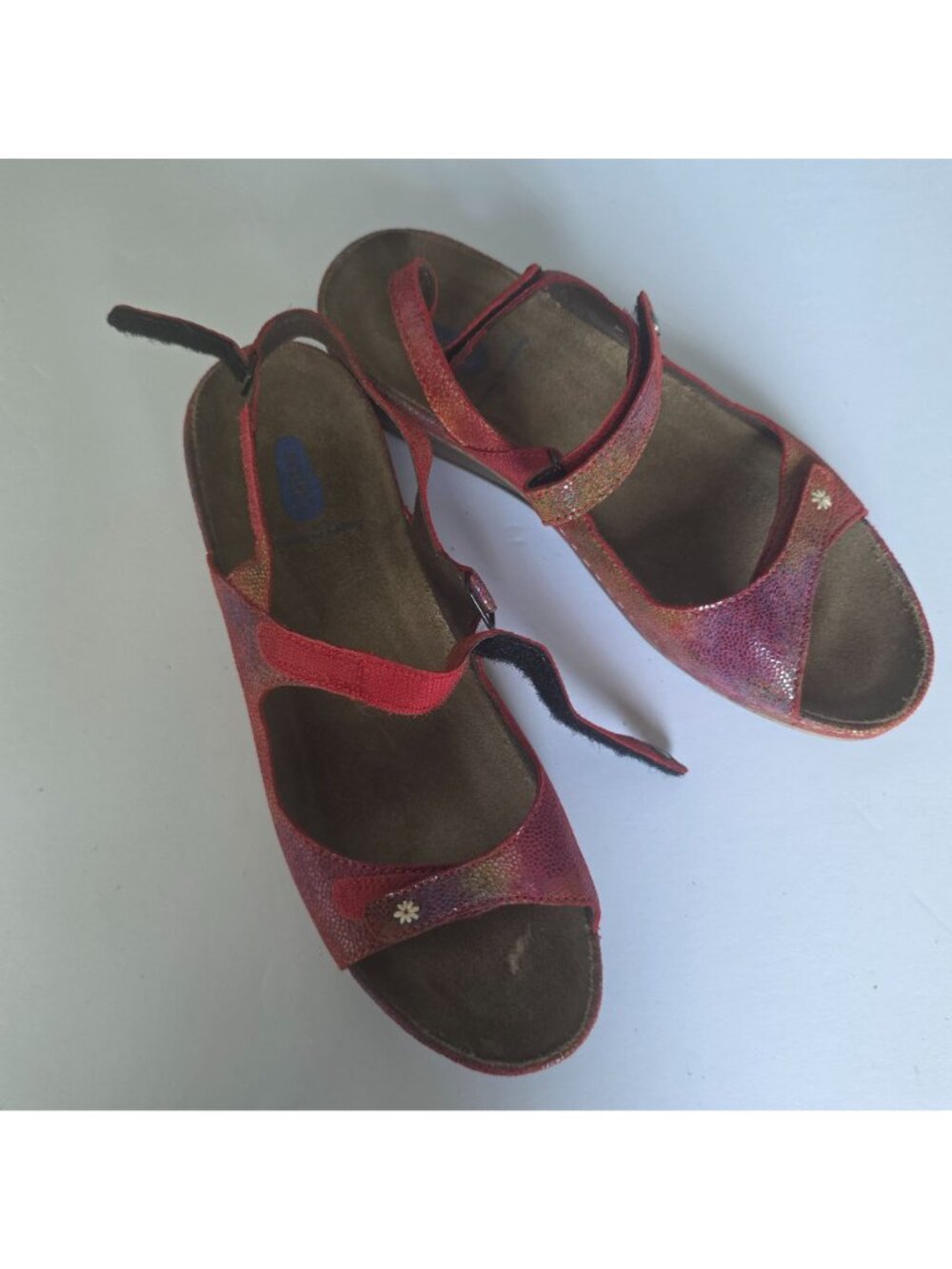 Wolky Comfort Travel Red Leather Adjustable Walking Sandals. Size US 11.5-12 - Picture 8 of 8